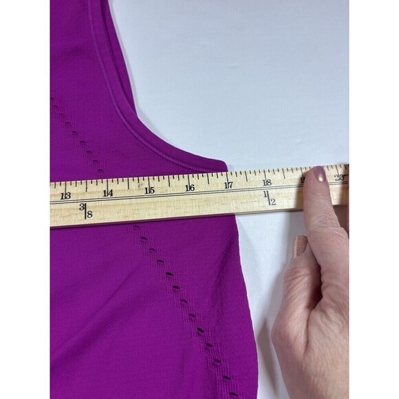 Athleta Foothill Tank Top Shirt Pink Exotic Fuchsia Small Split Back Laser Cut - Picture 6 of 10